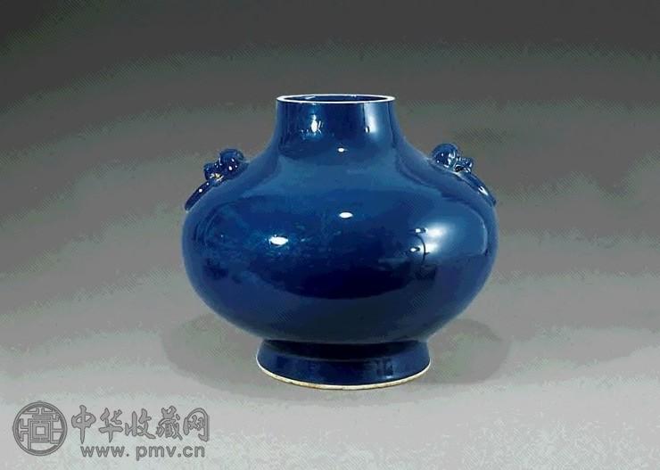 清光绪 祭蓝釉兽耳尊