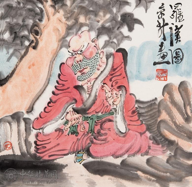 周京新 罗汉图 镜心 设色纸本