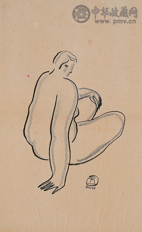 常玉 人物速写 纸本水墨