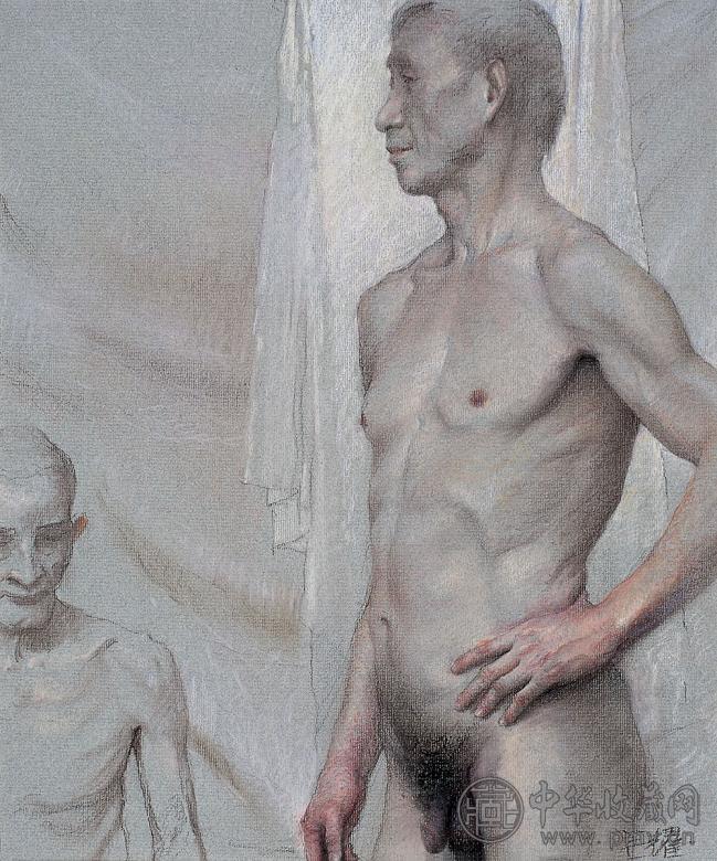 徐芒耀 2006年作 双人体 纸本 色粉