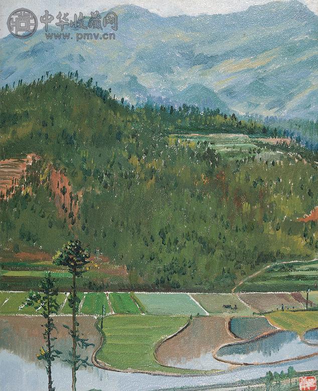 钱延康 1974年作 通城山区 纸本 油画