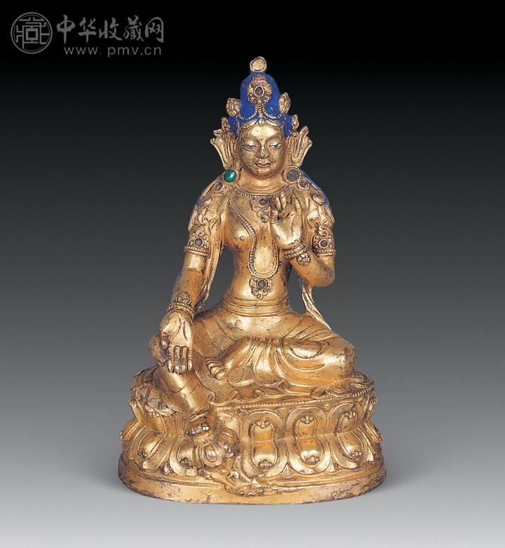 清 铜鎏金绿度母
