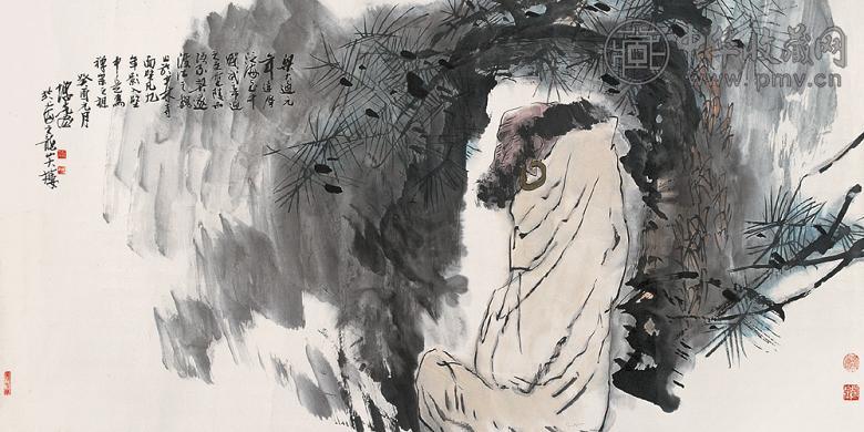 方增先 达摩面壁 镜心 设色纸本