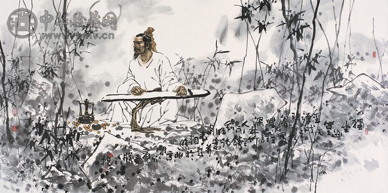 李抱一 独坐幽篁 镜心 设色纸本