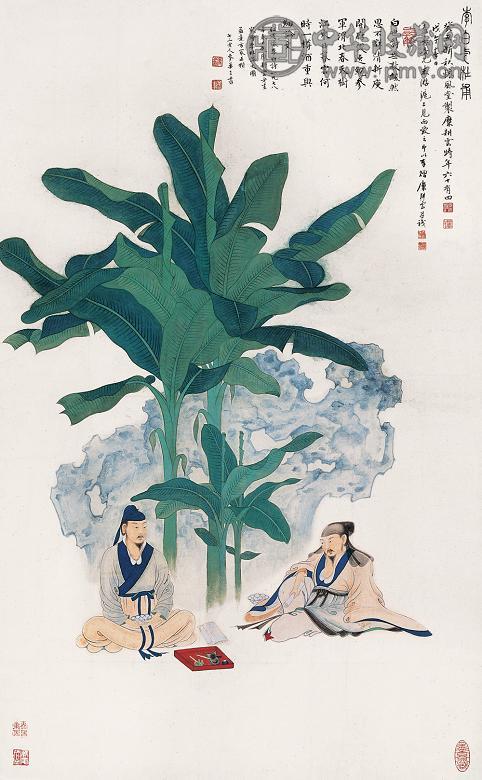 糜耕云 癸丑(1973年)作 李白与杜甫 镜心 纸本