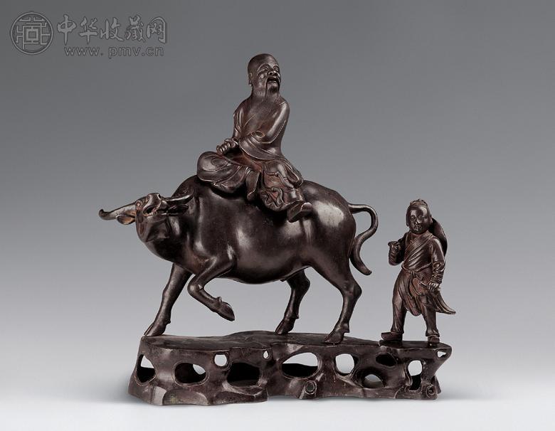 清 铜老子出关摆件