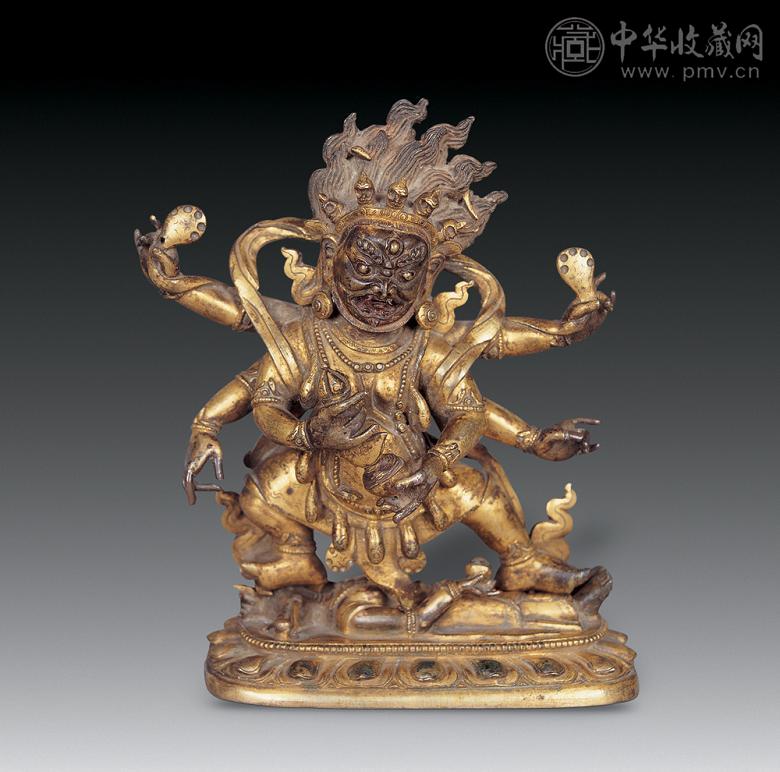 清 铜鎏金大黑天