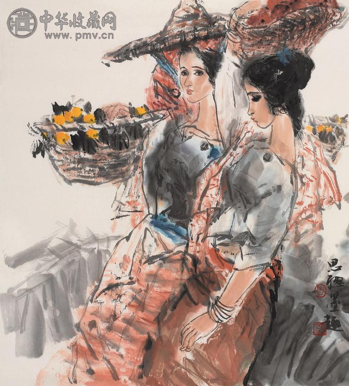 周思聪 人物 镜心 设色纸本