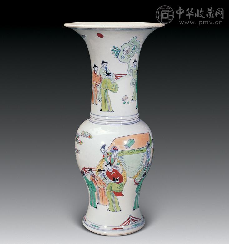 清康熙 斗彩人物故事凤尾尊 清康熙 斗彩人物故事凤尾尊