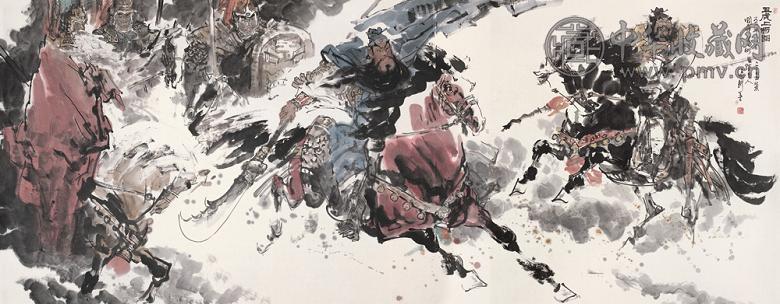 汪国新 五虎上将图 镜心 设色纸本