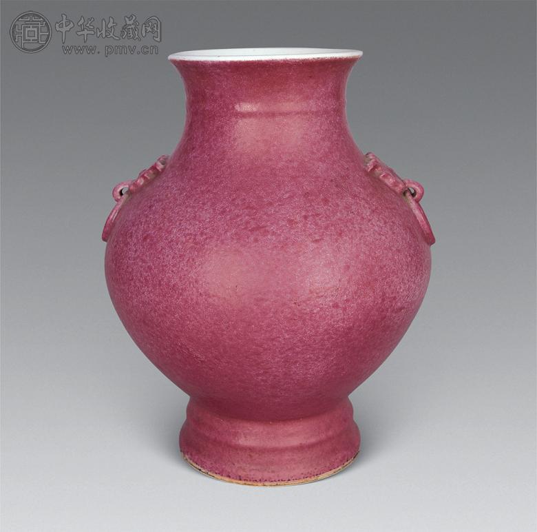 清光绪 胭脂红兽耳尊