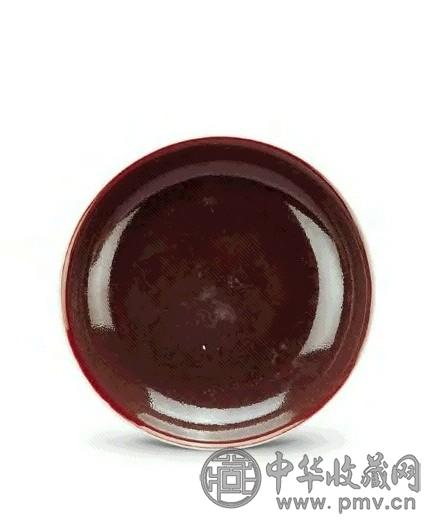 清 道光 祭红釉盘