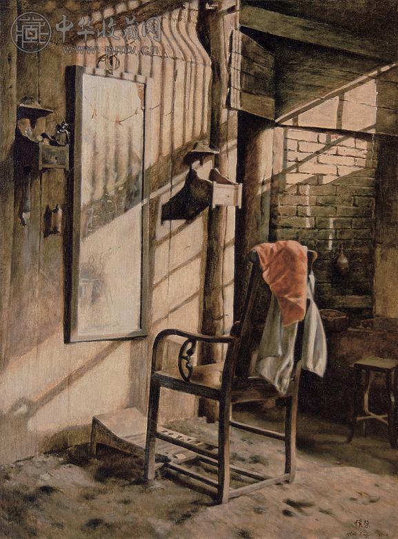 侯荣 1992年作 老店 框 布面油画