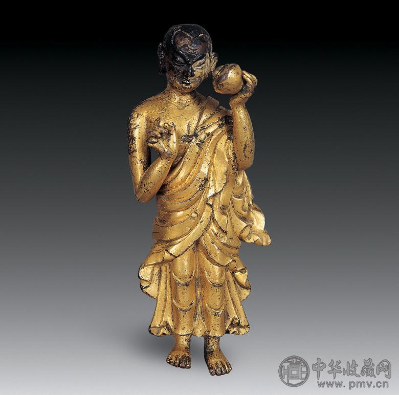 明 铜鎏金罗汉像