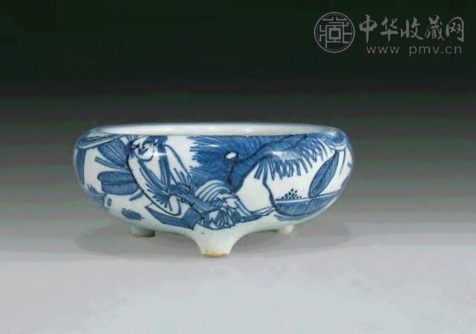 明万历 青花人物炉