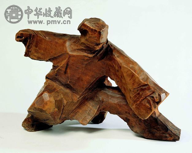 朱铭 1976年作 太极-单鞭下势 木雕 雕塑