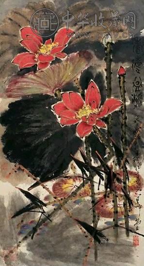 郑乃珖 香远益清 立轴 设色纸本