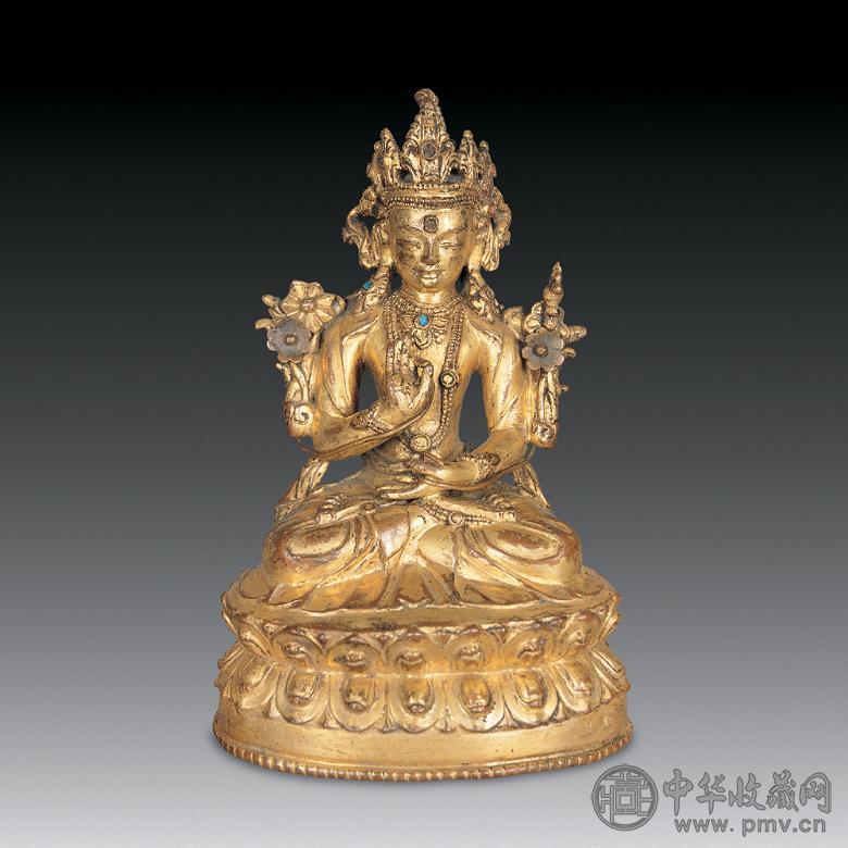 明 铜鎏金金莲护手菩萨