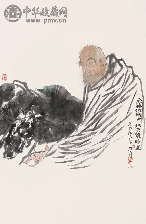 程大利 罗汉图 立轴 设色纸本