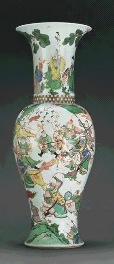 清康熙 五彩三国演义图凤尾尊