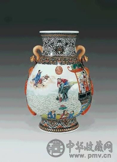 民国 粉彩群仙祝寿如意福寿耳尊