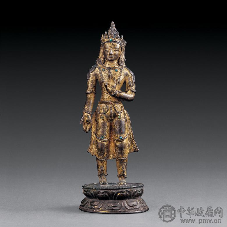 元末明初 铜鎏金立莲花手菩萨