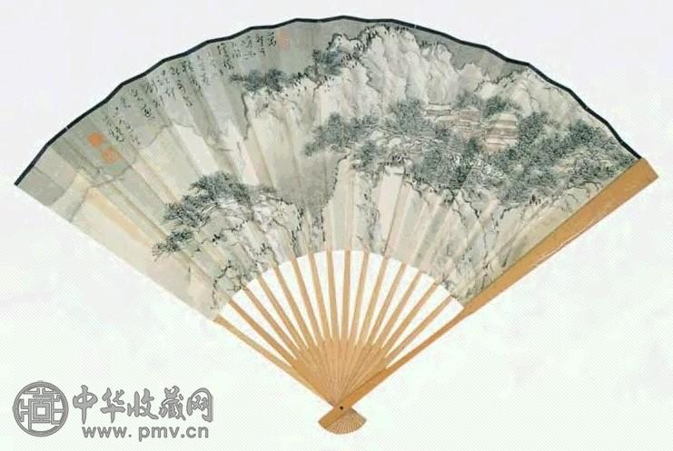 近现代 溥儒 雪山图 成扇 近现代 溥儒 雪山图 成扇