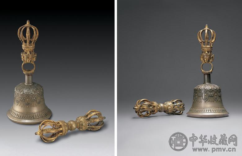 明永乐 铜鎏金金刚铃 杵(2件)
