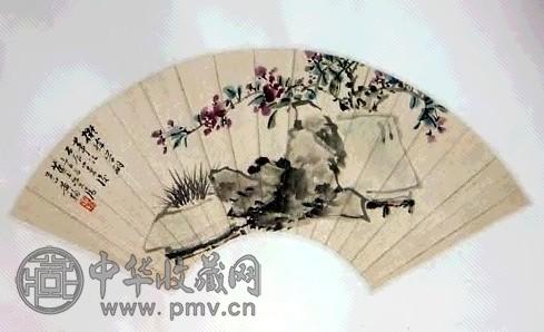 黄鞠 花卉 扇面 设色纸本