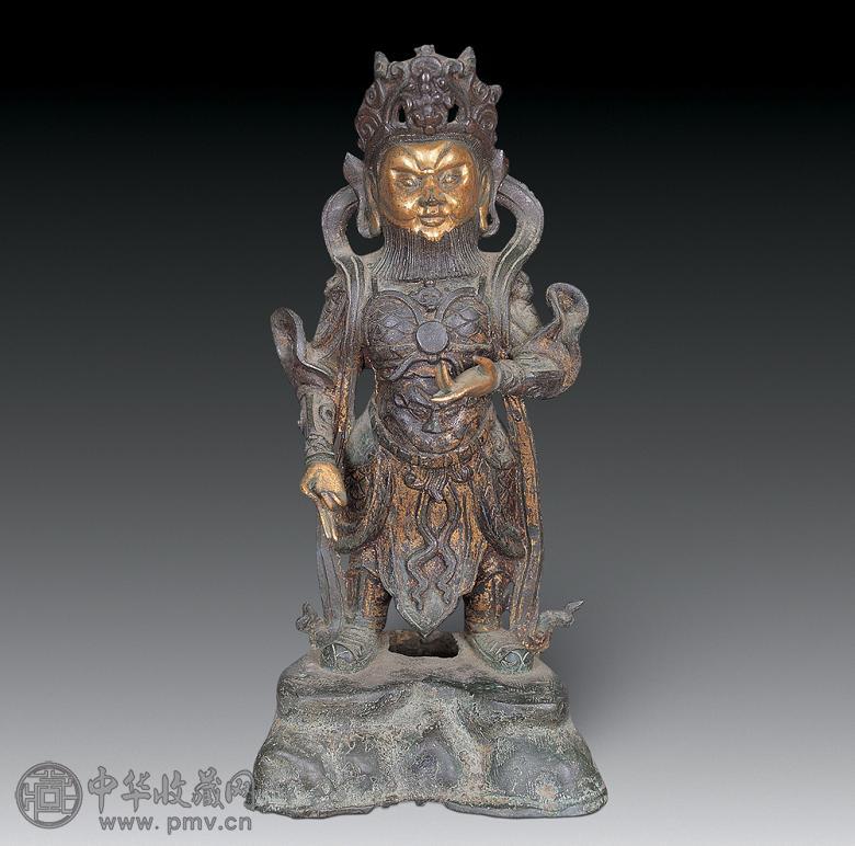 明 铜鎏金天王像