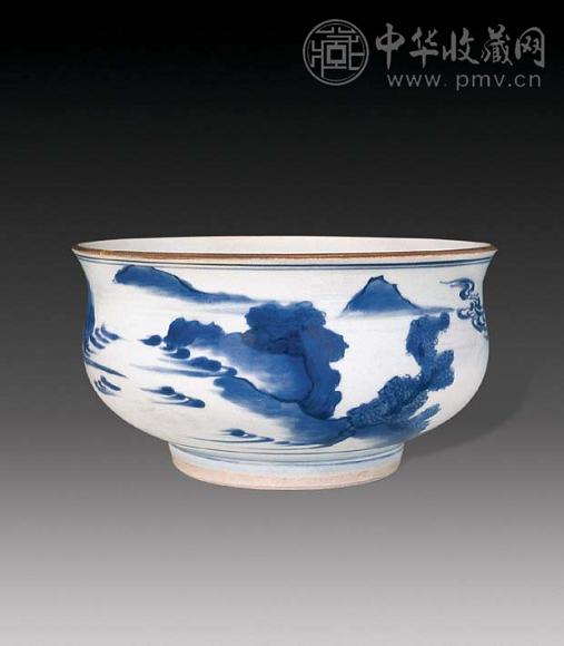 明末 青花人物炉
