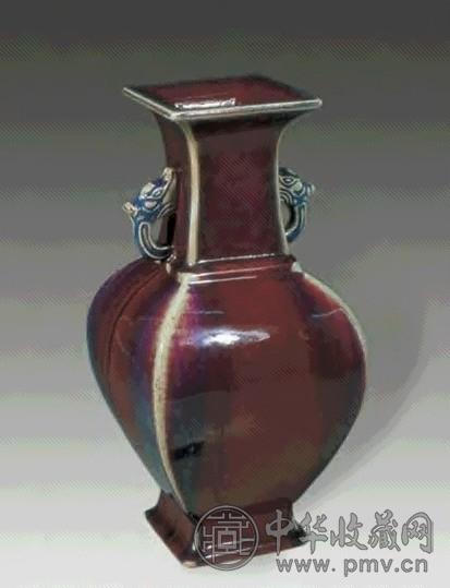 清 窑变四方兽耳尊