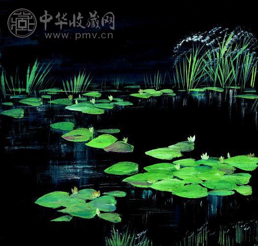 林风眠 晚风荷塘 彩墨 纸本