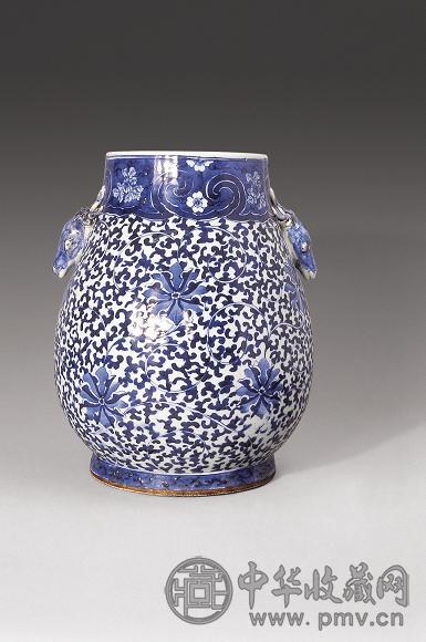 清光绪 青花缠枝花卉鹿头尊