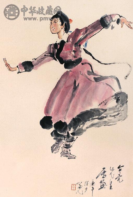 杨之光 人物 立轴 设色纸本