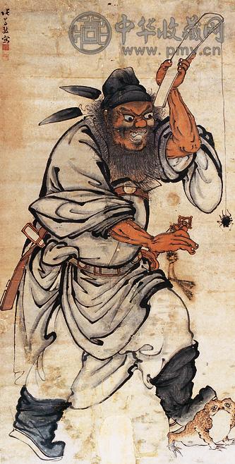 张嵩 钟馗图 立轴 设色纸本