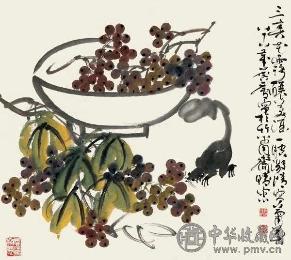 许麟庐 2003年作 三春花露酿美酒 镜心 设色纸本