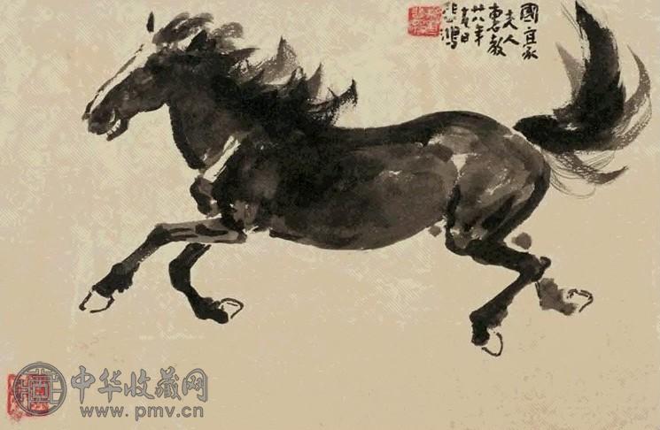 徐悲鸿 1939年作 奔马 镜心 水墨纸本