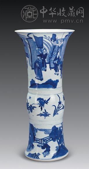 清康熙 青花人物故事花觚