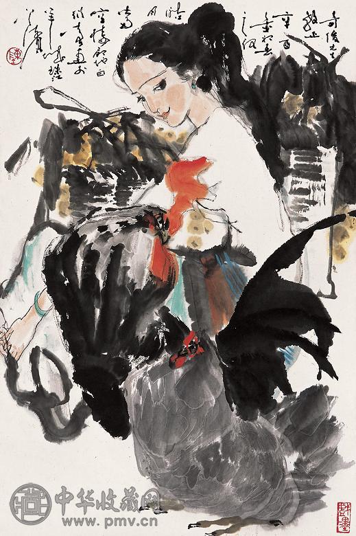 陈衍宁 辛酉(1981年)作 少女 立轴 设色纸本