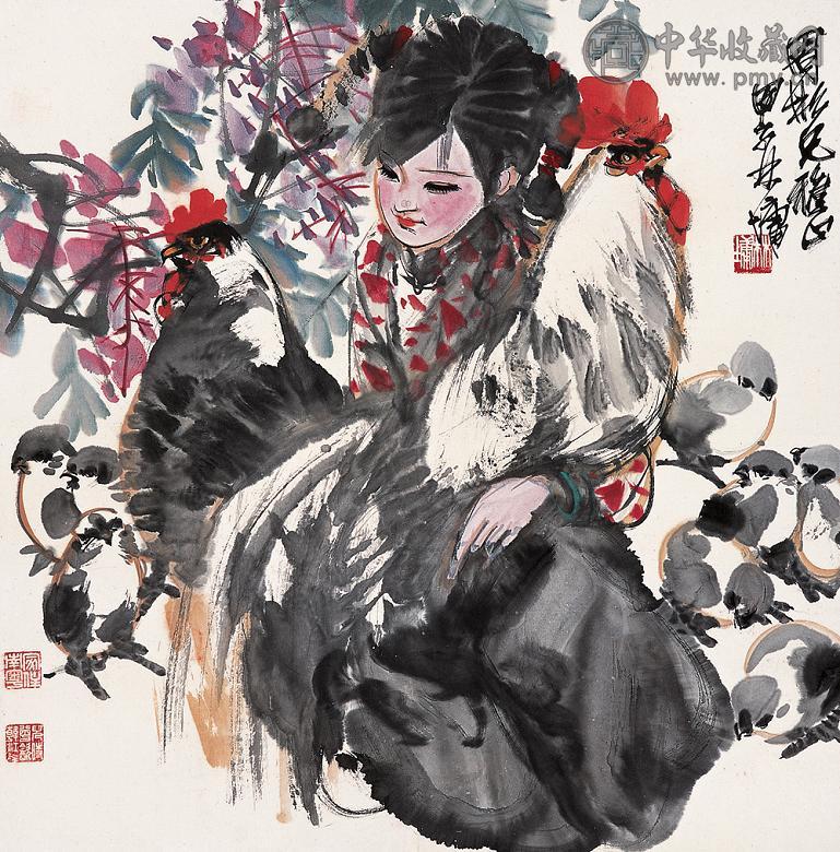 林墉 甲子(1984年)作 大吉图 镜心 设色纸本