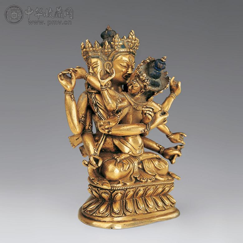 清 铜鎏金双身大持金刚像