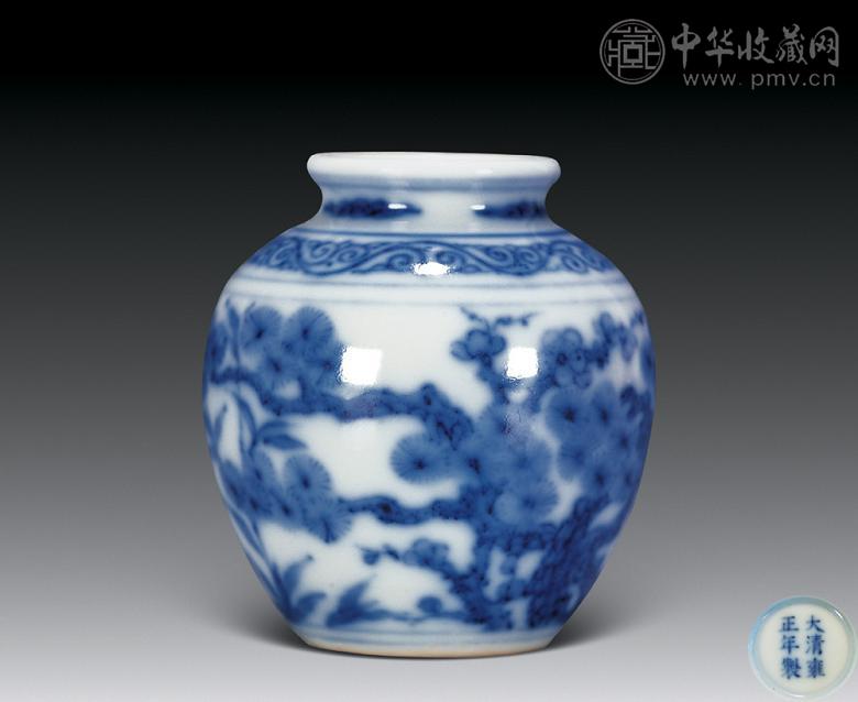 清雍正 青花松竹梅小罐