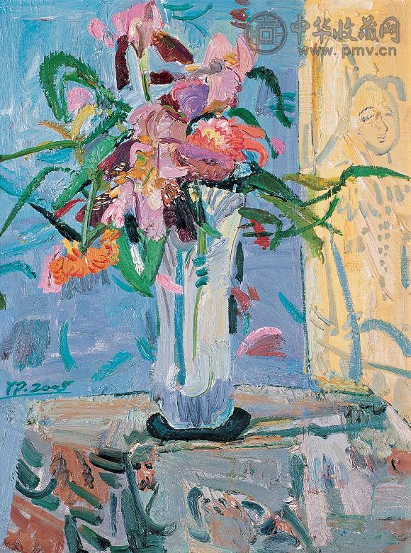 阎萍 2005年作 花卉 布面 油画