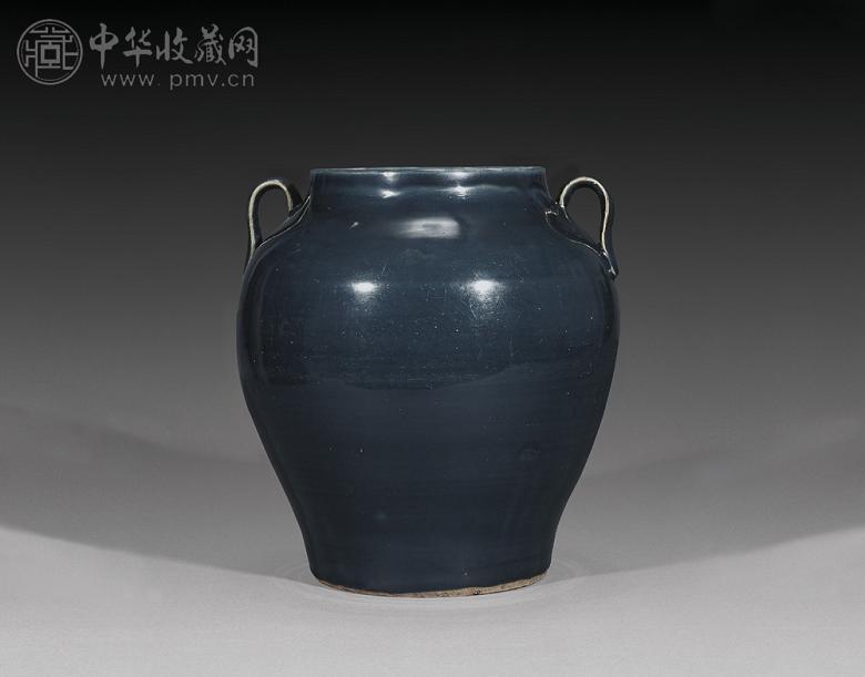 明中期 祭蓝釉双带耳罐