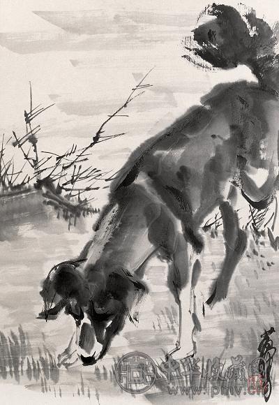 中国書道 中国書画 黄胄動物作品 ロバ紙本画 長さ約69cm 幅約38cm 中国書道 中国書画 黄胄動物作品 ロバ紙本画 長さ約69cm 幅約