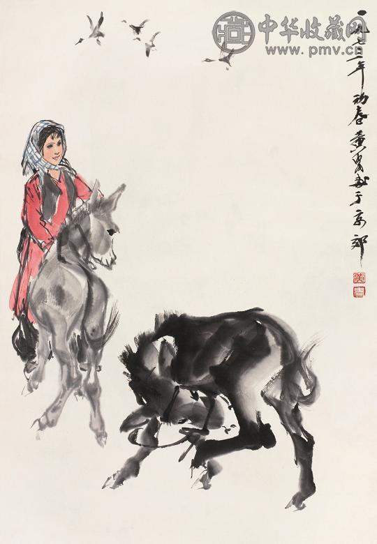 黄冑 1973年作 待发 镜心 设色纸本