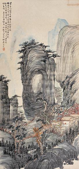 姚华 山水 立轴 设色纸本