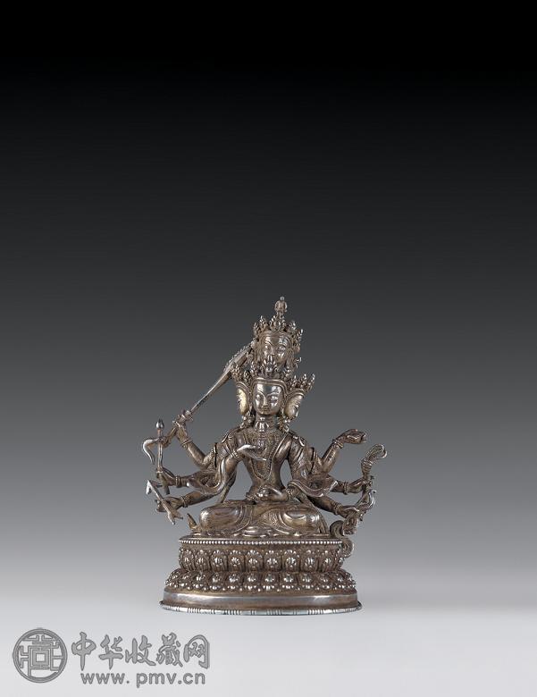 清 银四面八臂文殊菩萨像