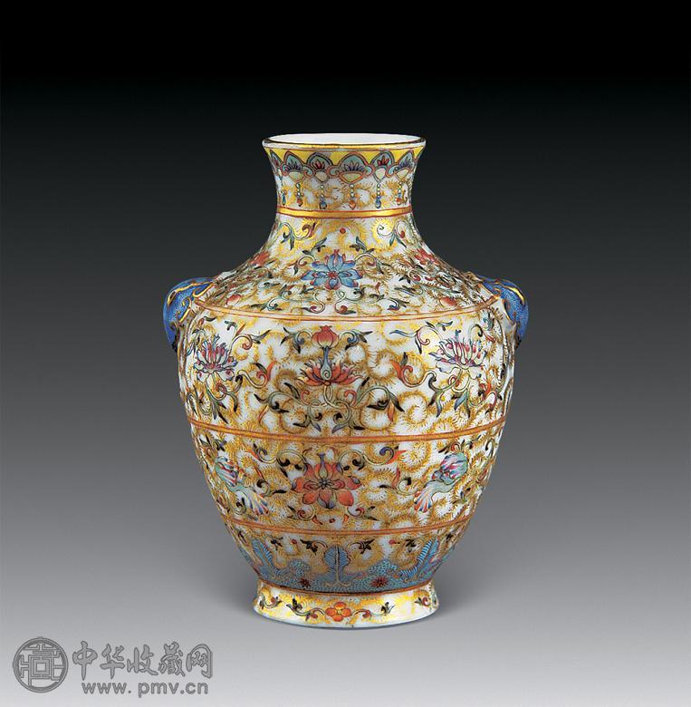 清光绪 粉彩描金花卉纹尊